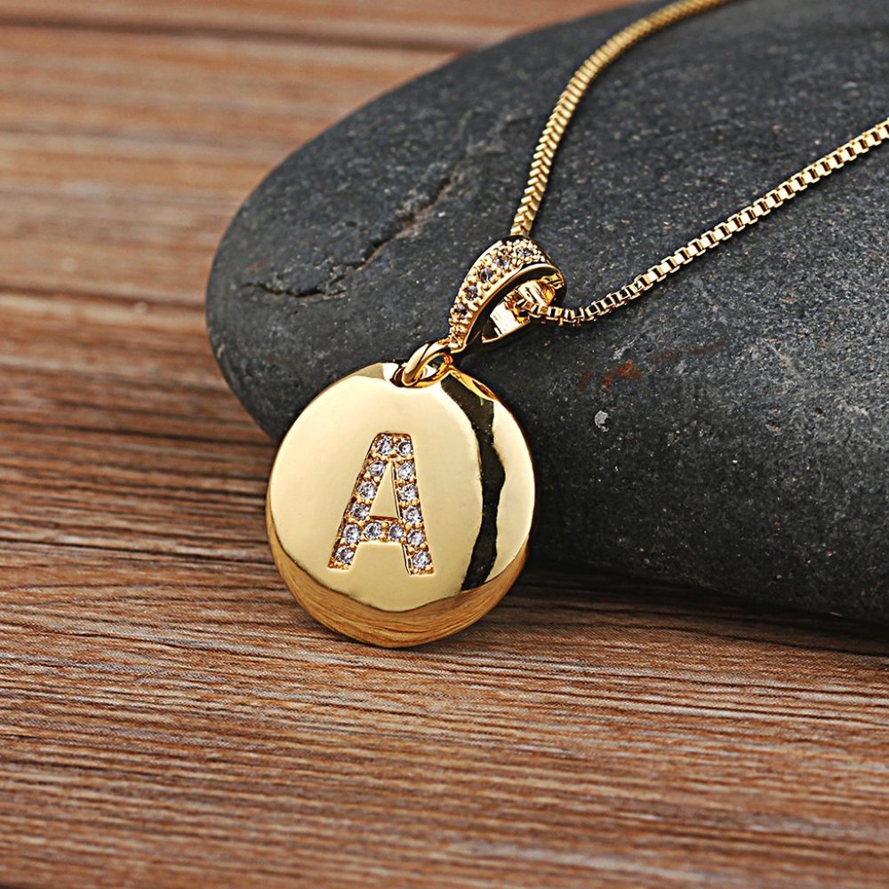 Alphabet Cute Fashion Necklace Gold Color Pendants Choker for Womens or Girls